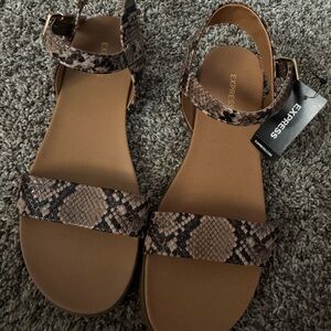 Express Tan Snake Pattern Sandals